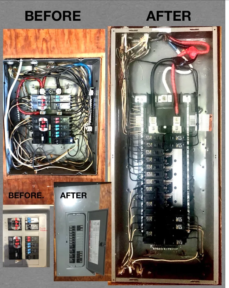 Electrical panel replacement, before and after